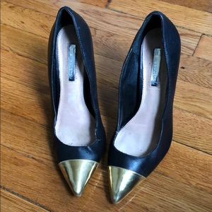 Gold Toe Black Pumps - By Halston - Size 8.5